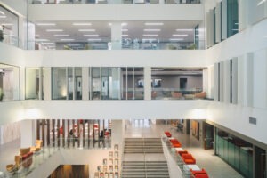 Building atrium wall in the S.J. Quinney College of Law