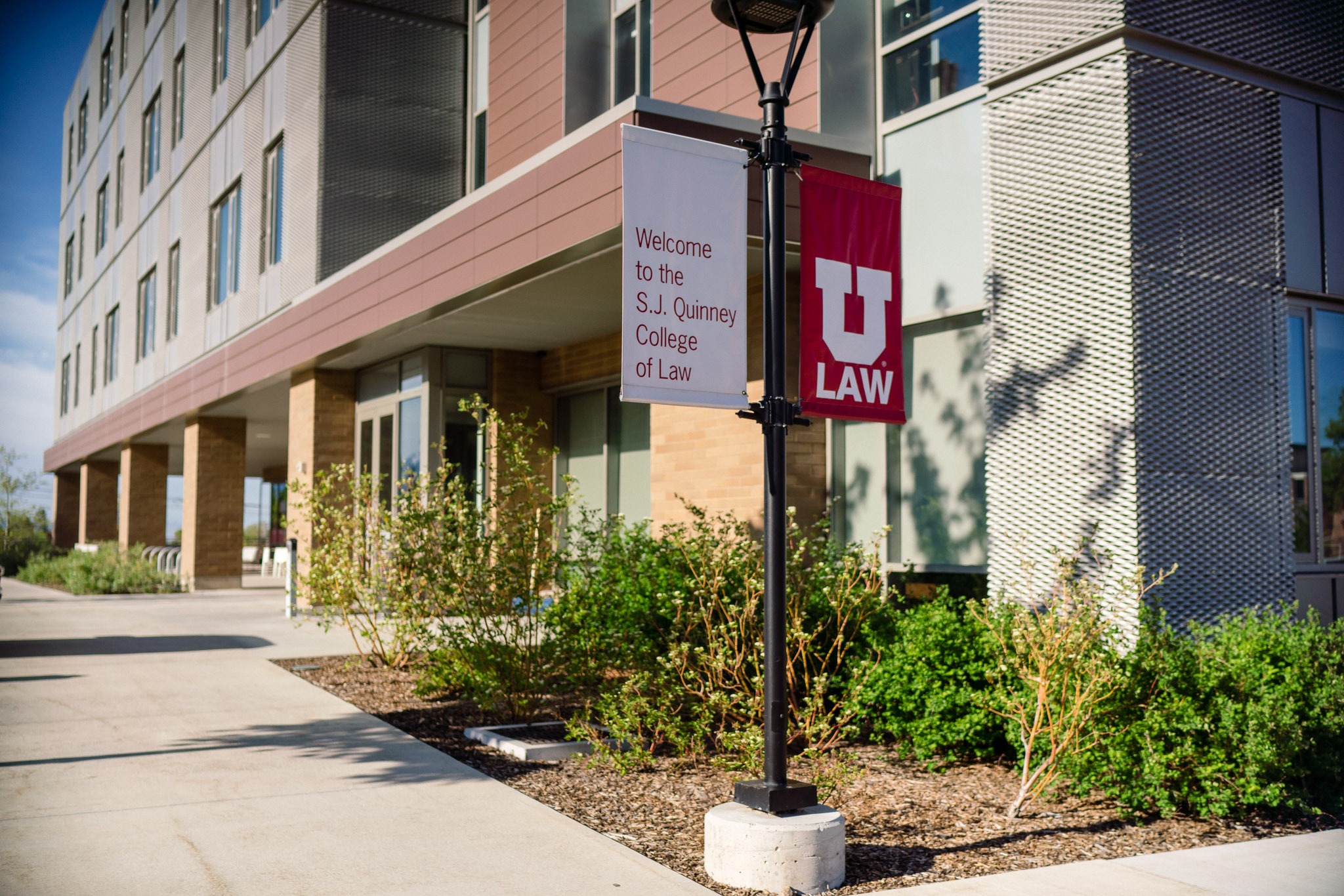 an exterior shot of the college of law building from the northeast corner